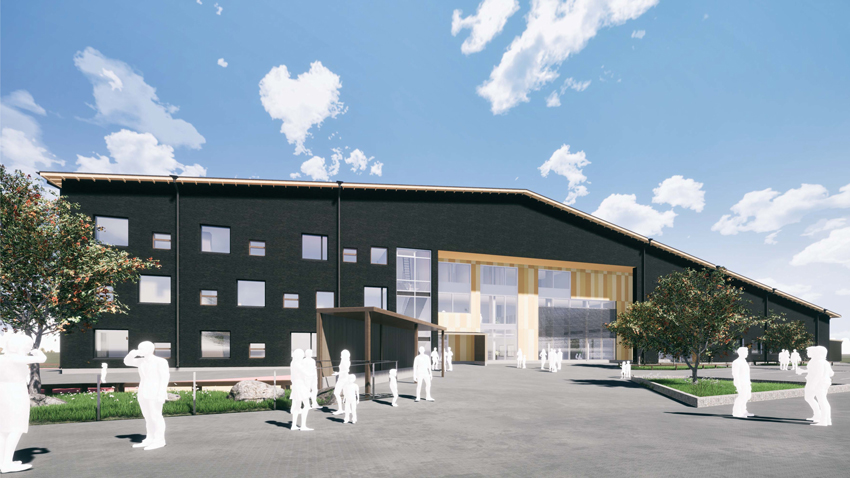 Havainnekuva Nauriskasken koulusta (Kuva: Lukkaroinen arkkitehdit)