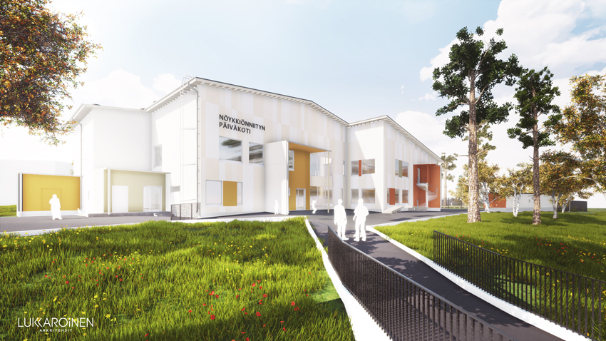 Havainnekuva Nöykkiönniityn päiväkodista (Kuva: Lukkaroinen arkkitehdit)